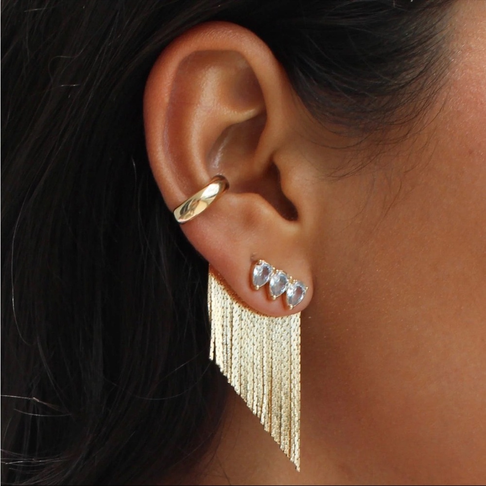 Glamorous Gold and Silver Chain Fringe Earrings